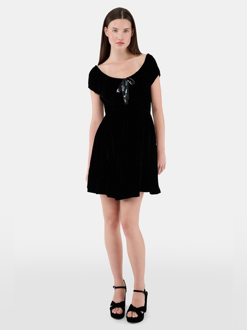 NWT ROLLER RABBIT Black Velvet Tilly Mini Dress Size XS